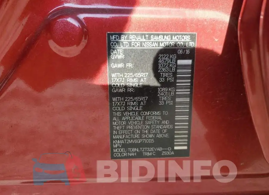 KNMAT2MV6GP710115 Photo# 13