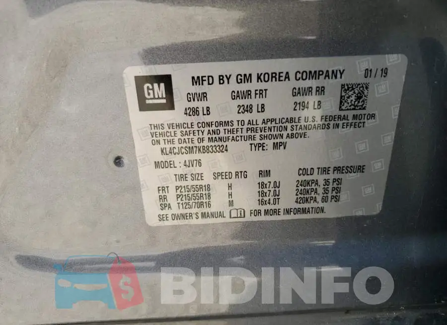 KL4CJCSM7KB833324 Photo# 13