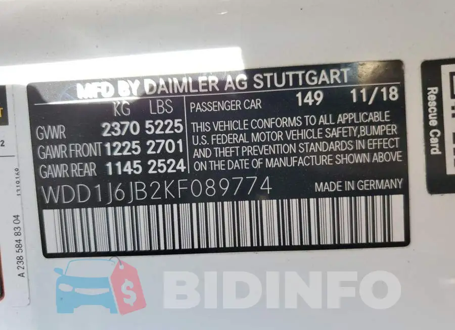 WDD1J6JB2KF089774 Photo# 12