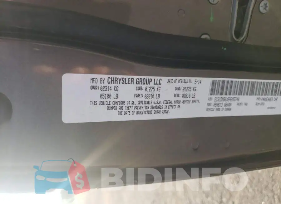 2C3CDXBGXEH295748 Photo# 12