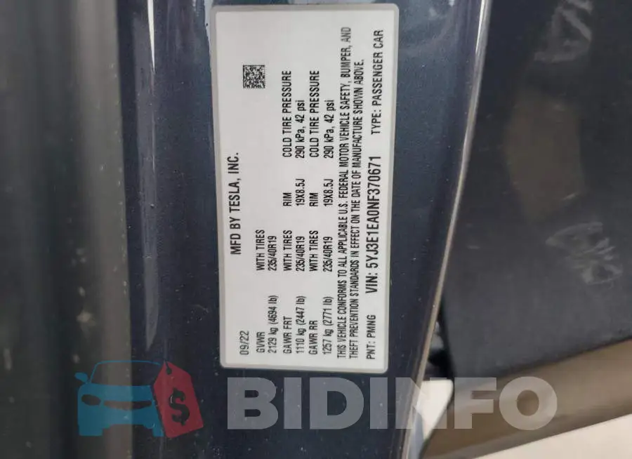 5YJ3E1EA0NF370671 Photo# 12