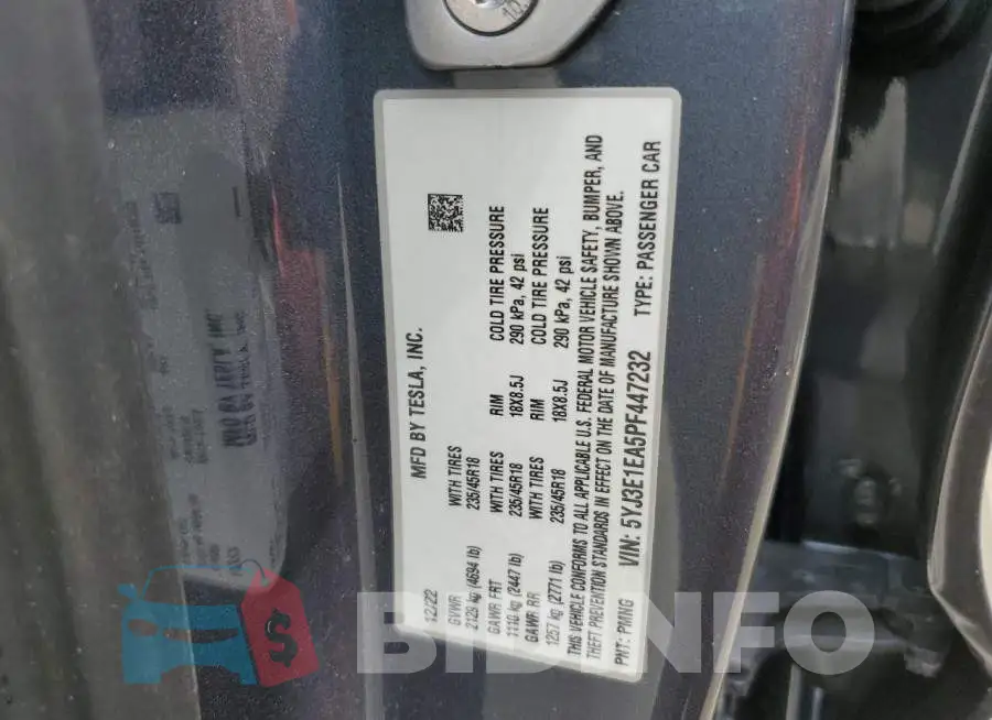 5YJ3E1EA5PF447232 Photo# 12