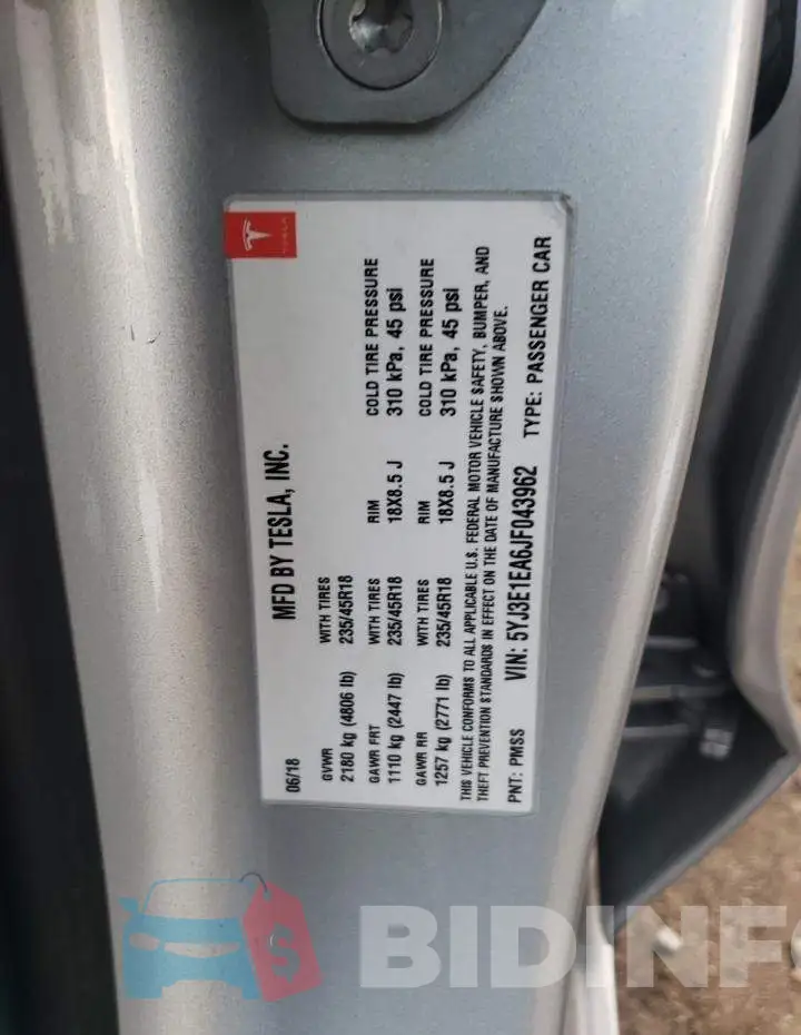 5YJ3E1EA6JF043962 Photo# 12