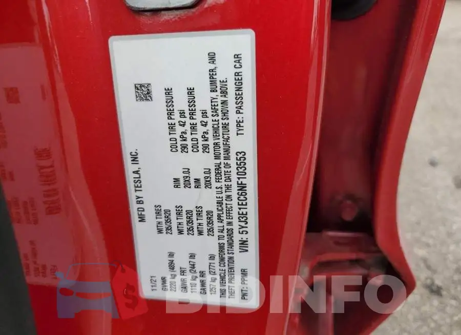 5YJ3E1EC6NF103553 Photo# 12