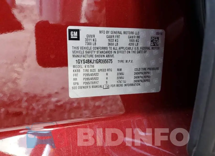 1GYS4BKJ1GR395675 Photo# 13