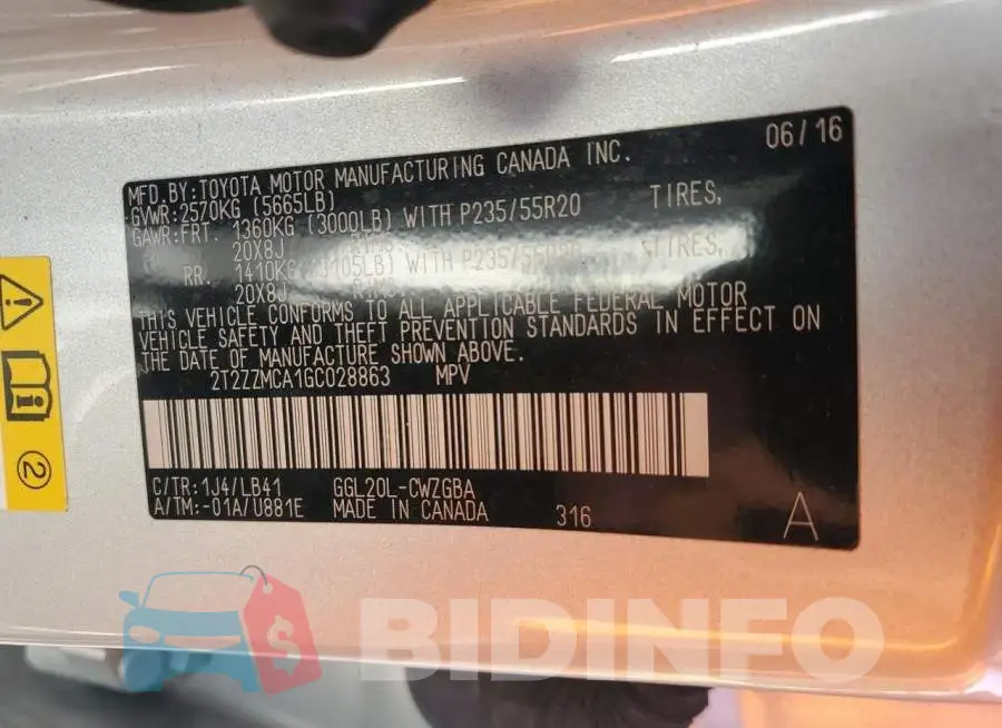 2T2ZZMCA1GC028863 Photo# 13