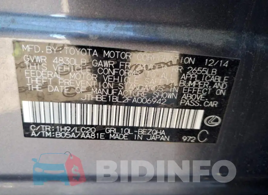 JTHBE1BL2FA006942 Photo# 12