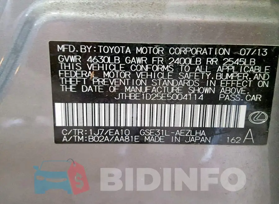 JTHBE1D25E5004114 Photo# 10