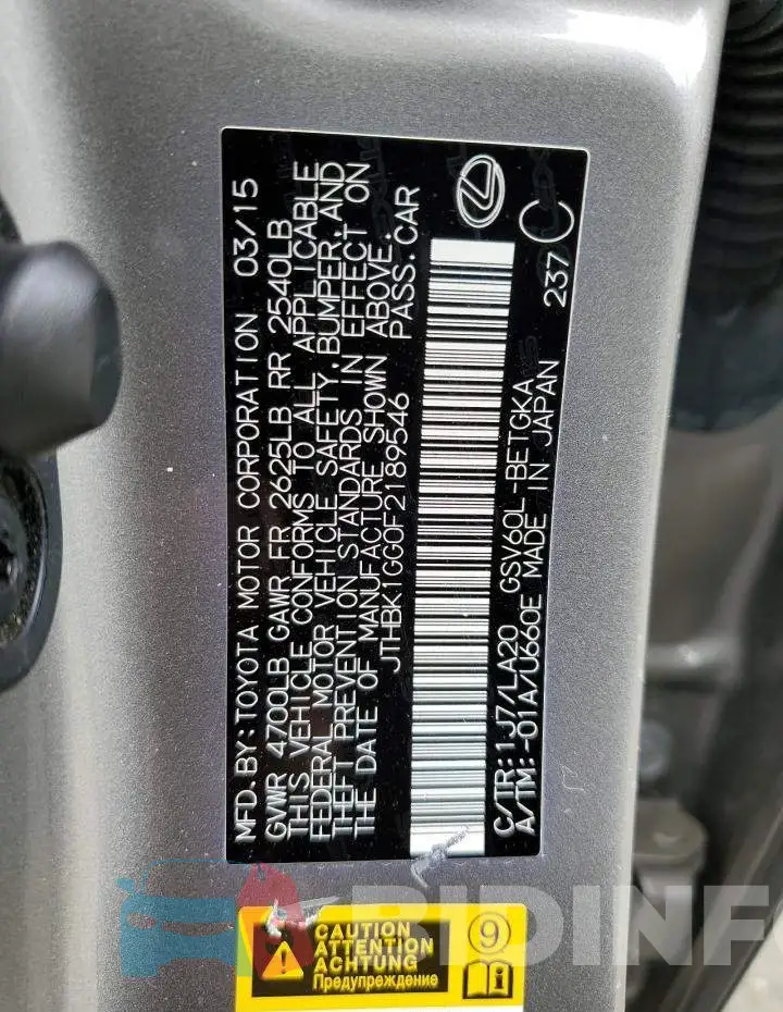 JTHBK1GG0F2189546 Photo# 12