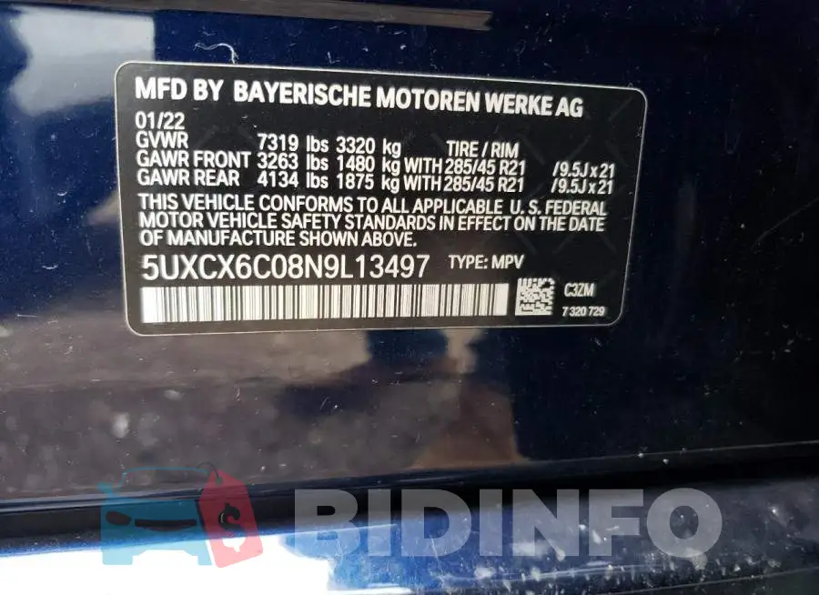 5UXCX6C08N9L13497 Photo# 12