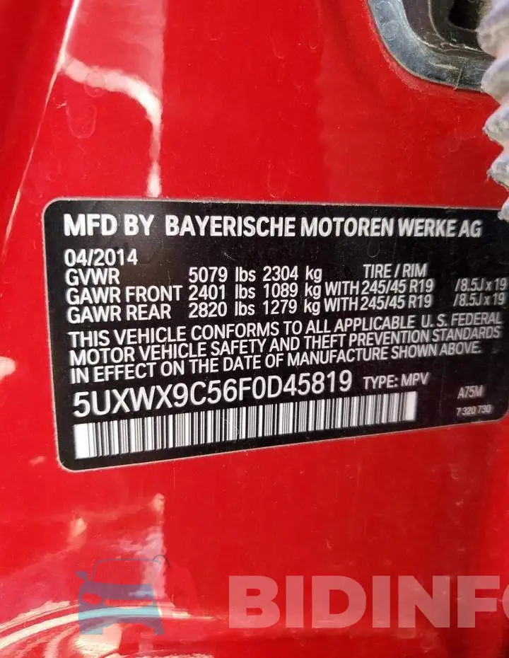5UXWX9C56F0D45819 Photo# 13