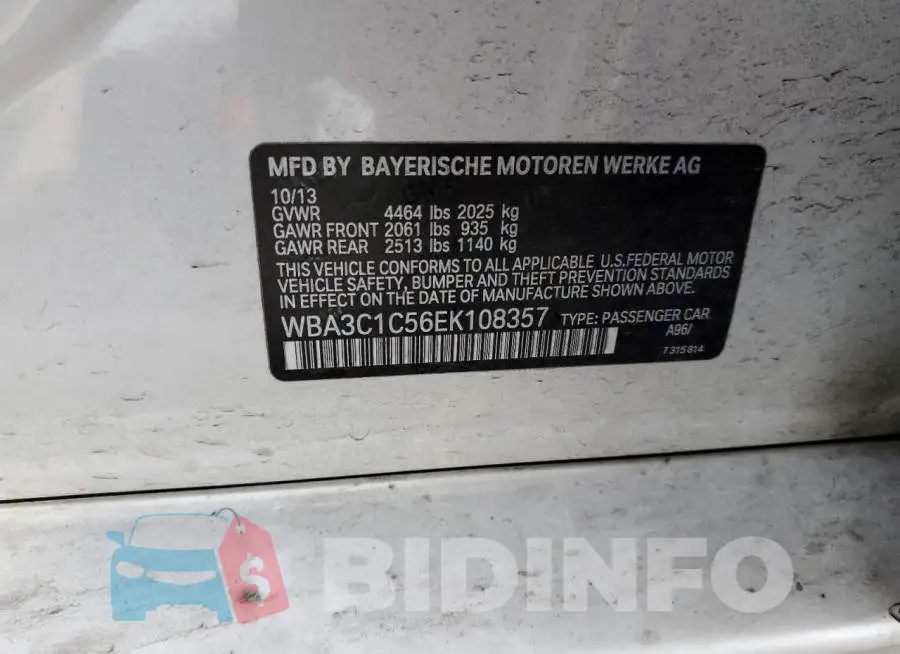 WBA3C1C56EK108357 Photo# 13