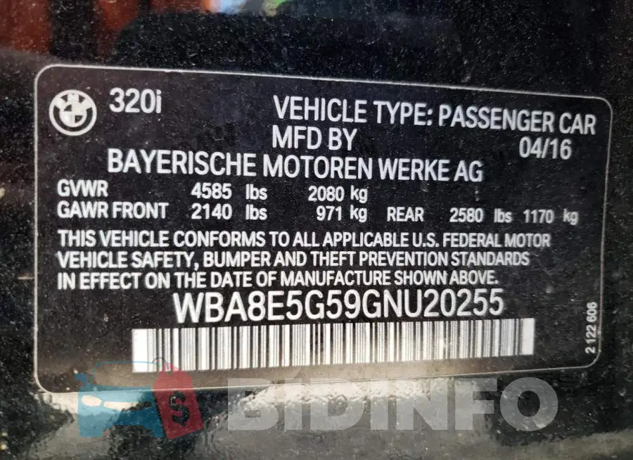 WBA8E5G59GNU20255 Photo# 12