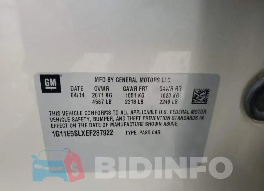 1G11E5SLXEF287922 Photo# 12