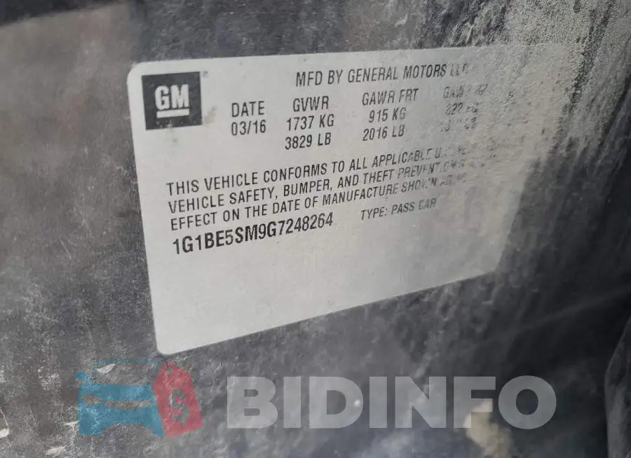 1G1BE5SM9G7248264 Photo# 12