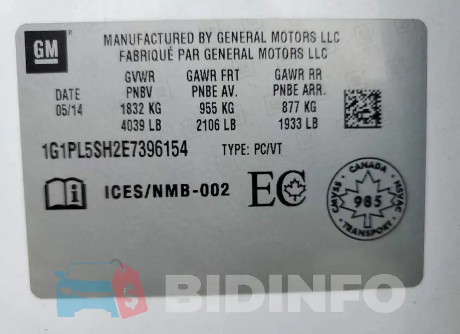 1G1PL5SH2E7396154 Photo# 12