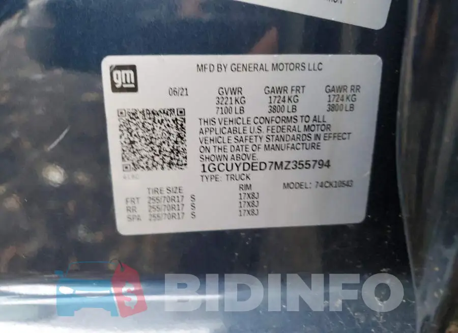 1GCUYDED7MZ355794 Photo# 12
