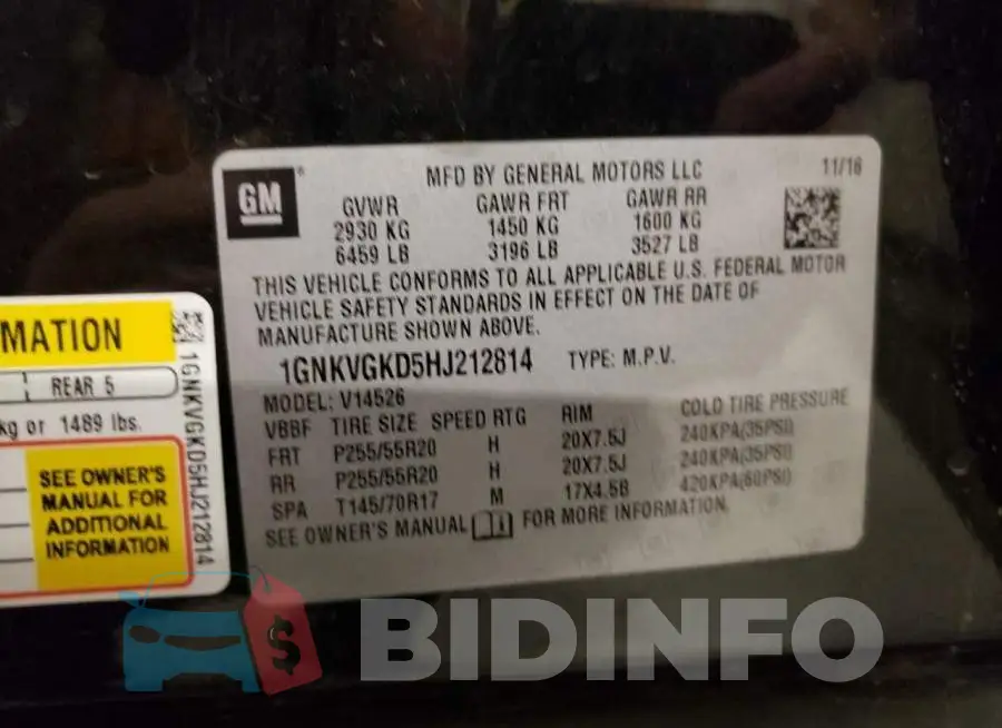 1GNKVGKD5HJ212814 Photo# 14