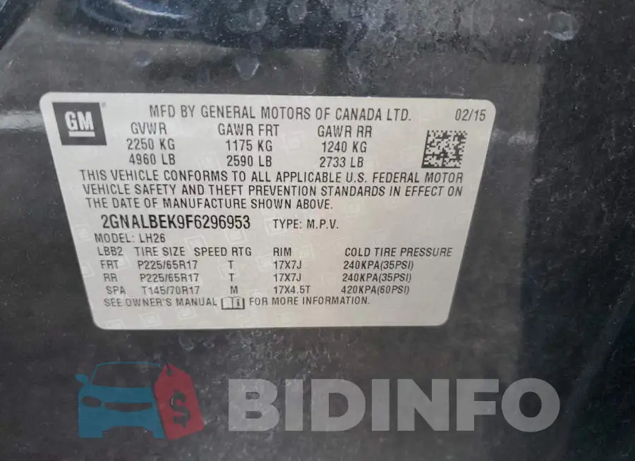 2GNALBEK9F6296953 Photo# 12