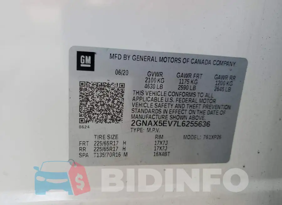 2GNAX5EV7L6255636 Photo# 13