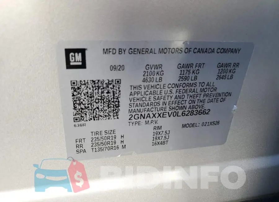 2GNAXXEV0L6283662 Photo# 13