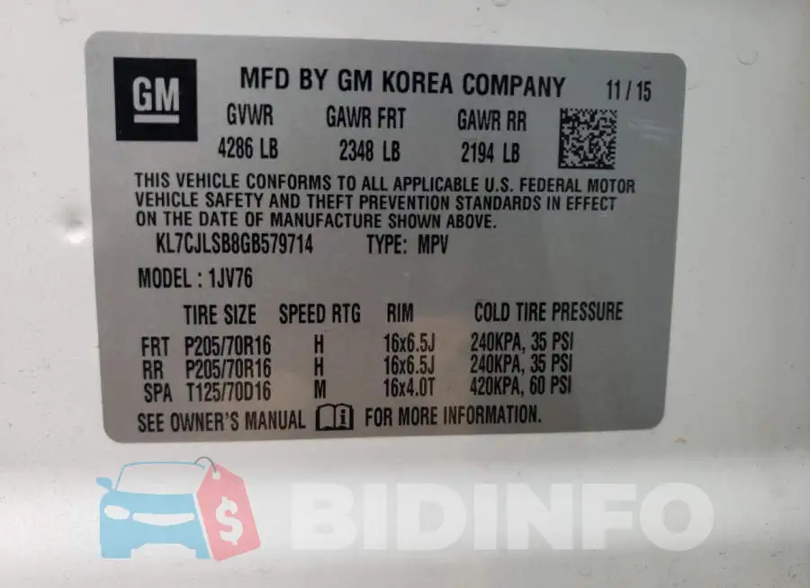 KL7CJLSB8GB579714 Photo# 12