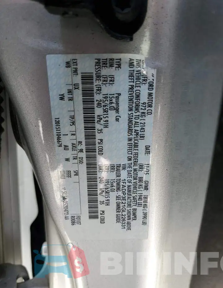 1FADP3E21GL226331 Photo# 12