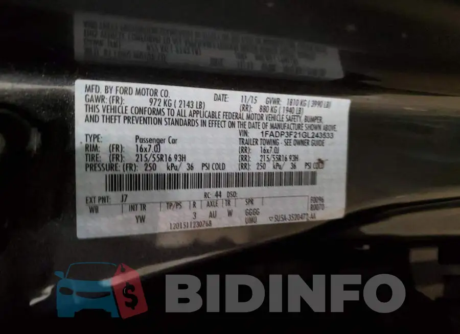 1FADP3F21GL243533 Photo# 12