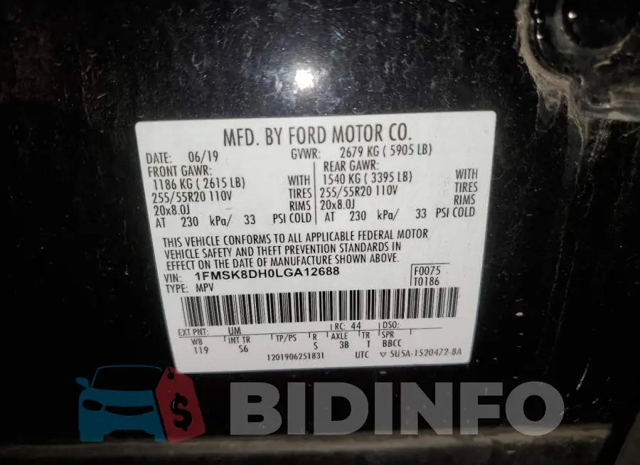 1FMSK8DH0LGA12688 Photo# 13