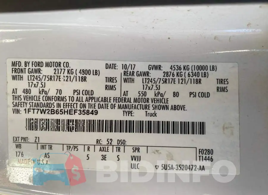 1FT7W2B65HEF35849 Photo# 10