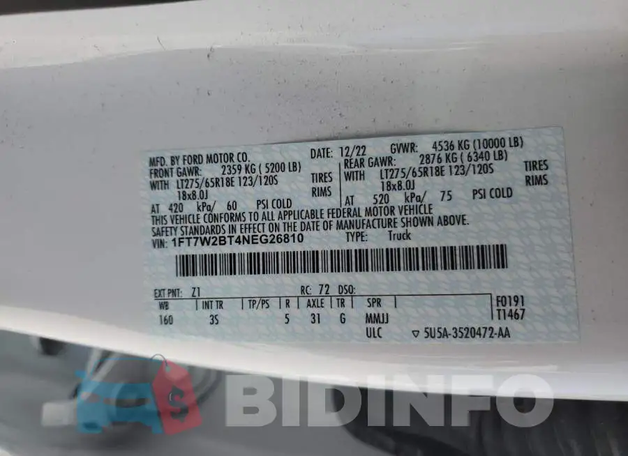 1FT7W2BT4NEG26810 Photo# 13