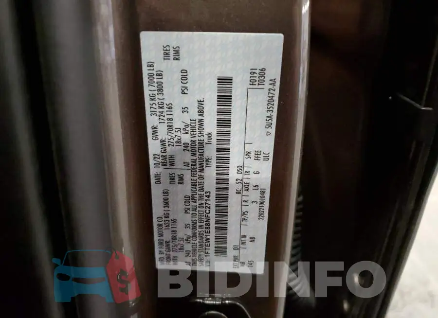 1FTEW1E88NFC27143 Photo# 12