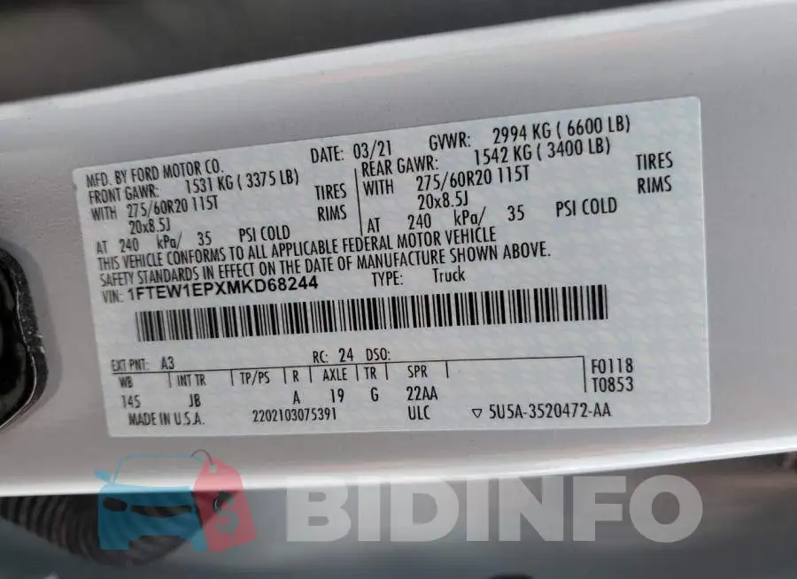 1FTEW1EPXMKD68244 Photo# 12
