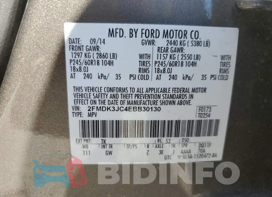 2FMDK3JC4EBB30130 Photo# 13