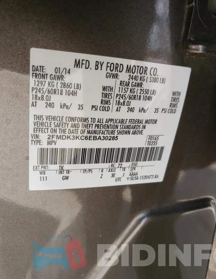 2FMDK3KC6EBA30285 Photo# 13