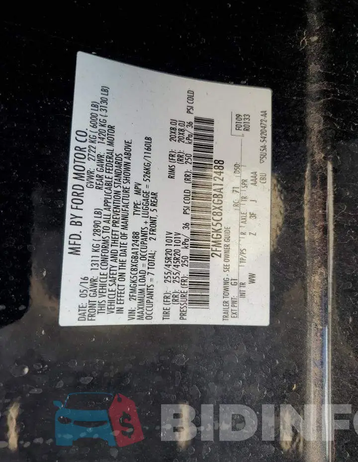 2FMGK5C8XGBA12488 Photo# 12