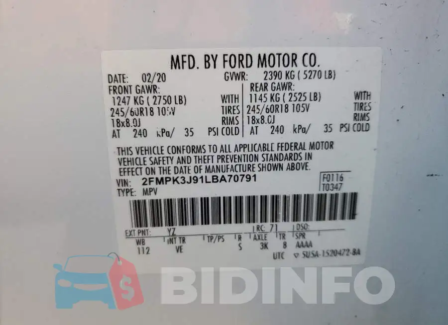 2FMPK3J91LBA70791 Photo# 13
