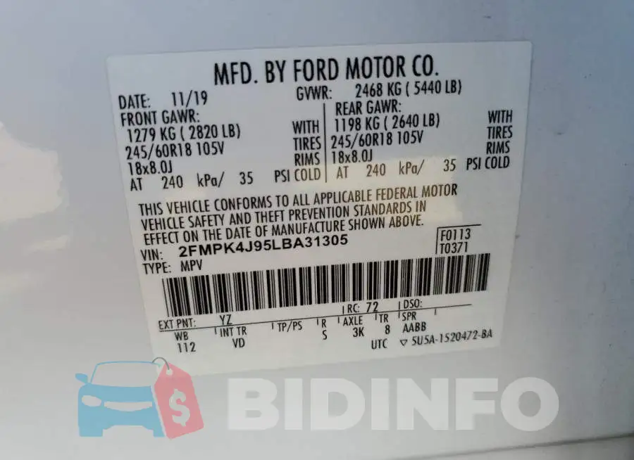 2FMPK4J95LBA31305 Photo# 12