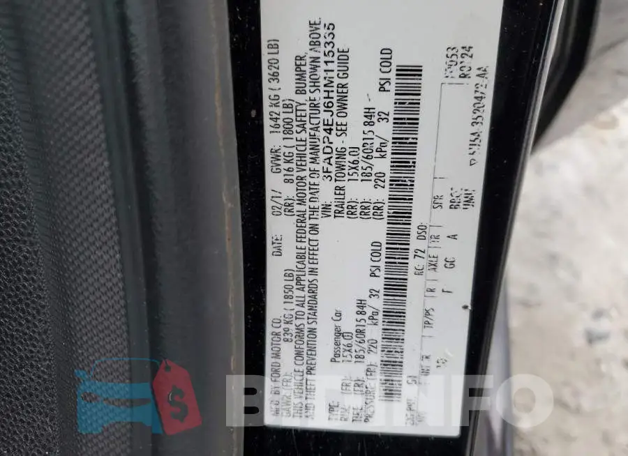 3FADP4EJ6HM115335 Photo# 13