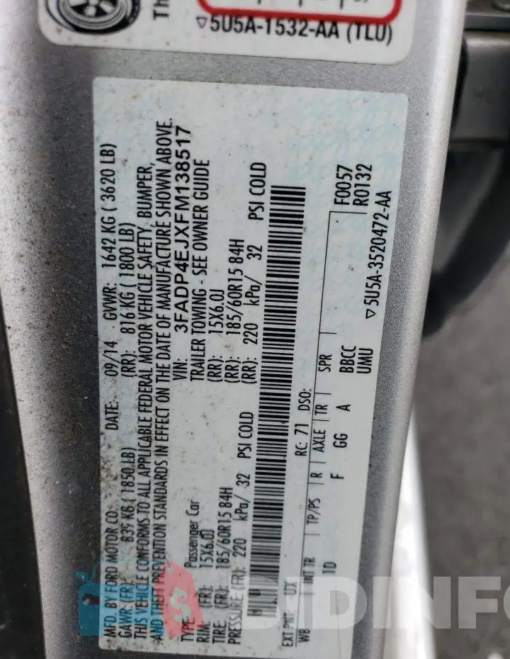 3FADP4EJXFM138517 Photo# 12