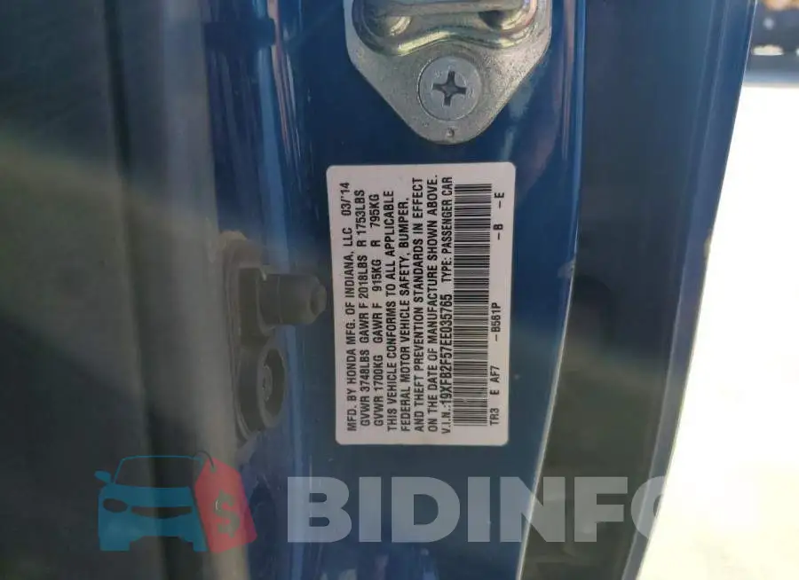 19XFB2F57EE035765 Photo# 12