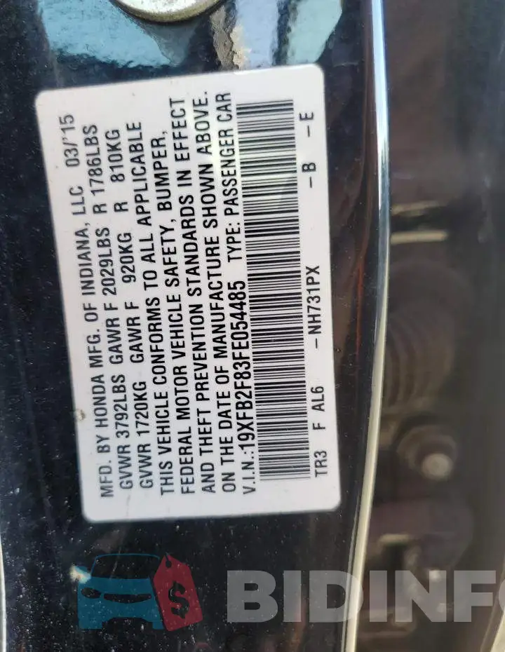 19XFB2F83FE054485 Photo# 12