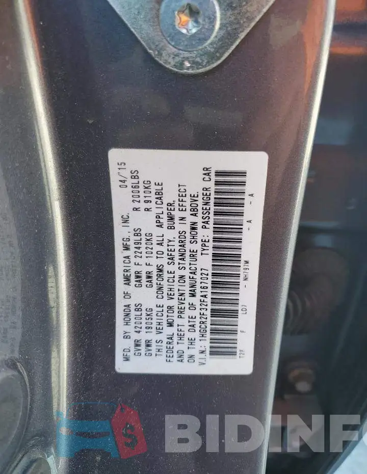 1HGCR2F32FA167027 Photo# 12