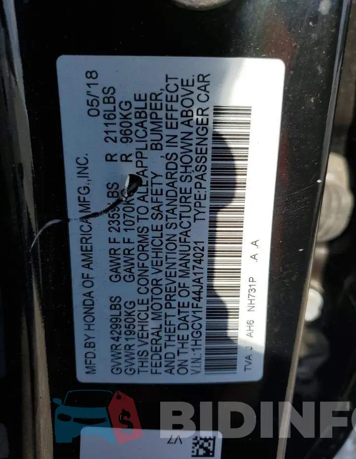 1HGCV1F44JA174021 Photo# 12