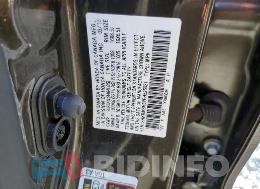 2HKRM3H32FH525021 Photo# 12