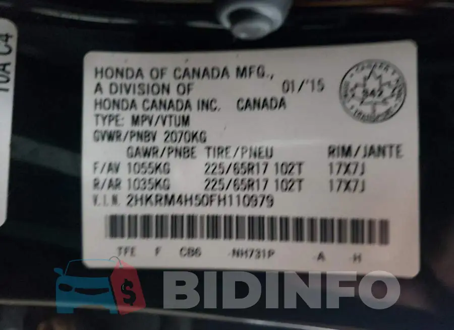 2HKRM4H50FH110979 Photo# 13