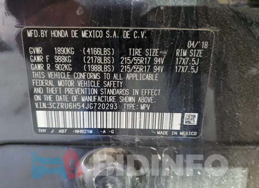 3CZRU6H54JG720293 Photo# 13