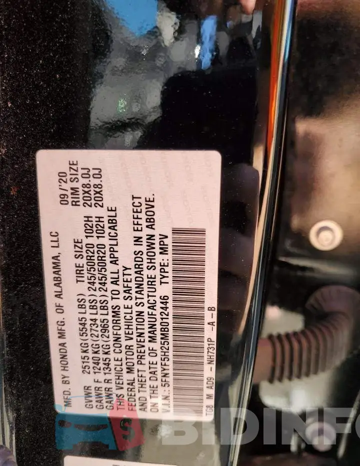 5FNYF5H25MB012446 Photo# 14