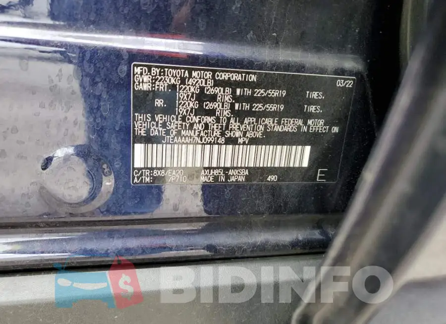 JTEAAAAH7NJ099148 Photo# 13