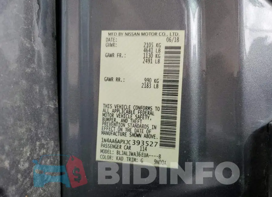 1N4AA6APXJC393527 Photo# 13
